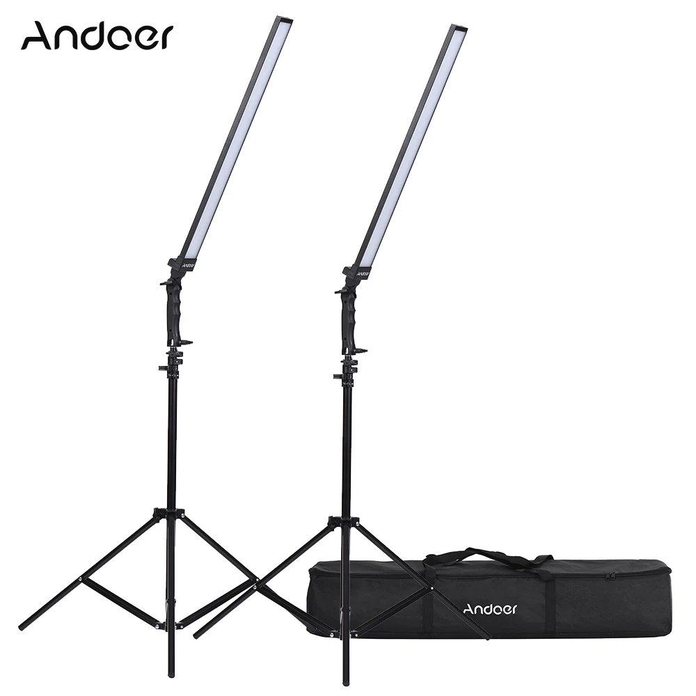 

Andoer LED Video Light Photography Studio LED Lighting Kit Dimmable Handheld Fill Light w/ Light Stand 36W 5500K CRI90+