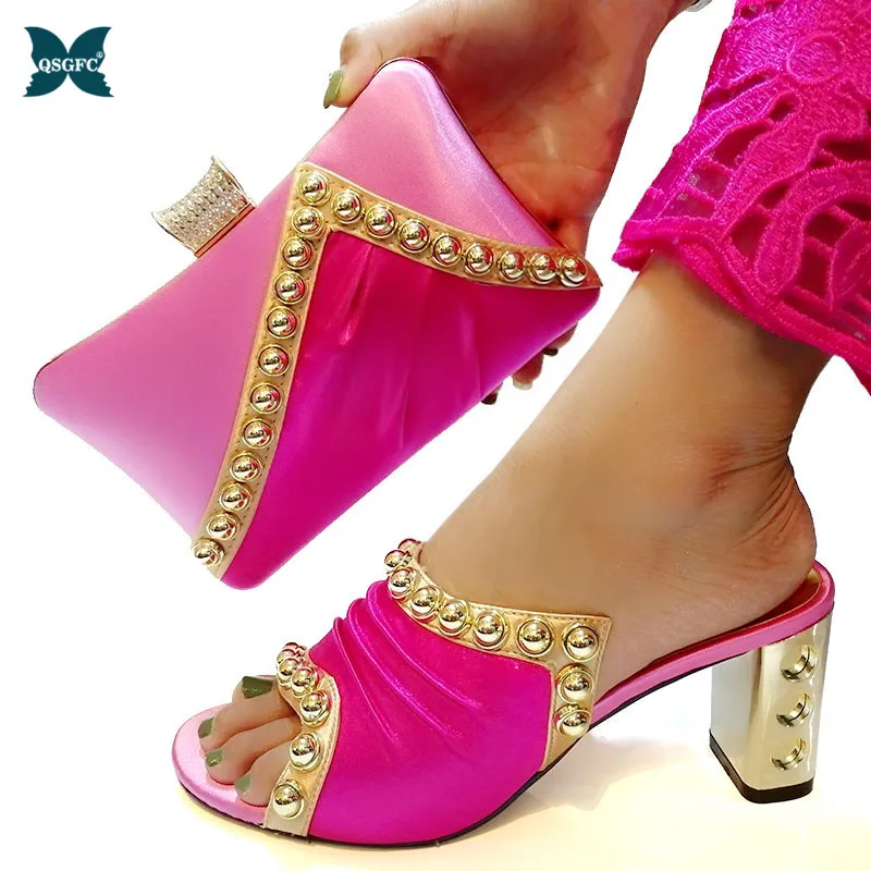 hot pink shoes and matching bag