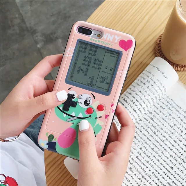 Чехол для мальчика Teris Gameboy чехол для телефона для samsung Galaxy S8 S9 Plus чехол для игрового мальчика для Iphone 6 7 8 Plus X Xs Max Xr Capa - Цвет: Dinosaur pink