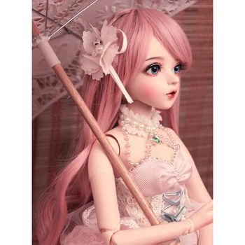 

60cm 1/3 BJD Dolls Mechanical Joints Princess Doll Set-Long Hair Manyu + Brolly (Included Eyes + Handmade Makeup + Full Clothes)