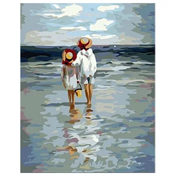 

Paint By Numbers Kits for Adult, DIY Canvas Painting for Adults Beginner -Double Watching the Sea
