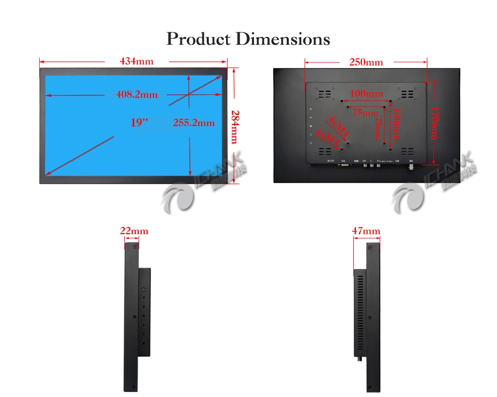 ZB190TC-V592/19 дюймов 1440x900 16:10 широкоформатный металлический корпус HDMI VGA USB POS машина промышленный сенсорный монитор ЖК-экран