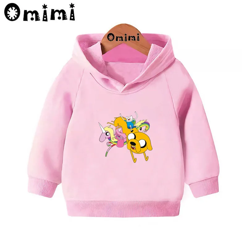 Adventure Time Finn& Jaker/милые свитшоты; детские толстовки с капюшоном; крутой пуловер для малышей; топы для девочек и мальчиков; осенняя одежда; KMT5200 - Цвет: Pink-5200O