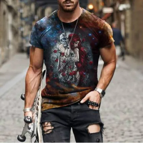 Men's T-Shirt European And American Fashion Marine Style Anchor 3D Printed Clothes Loose Large Size Quick-Drying T-Shirt