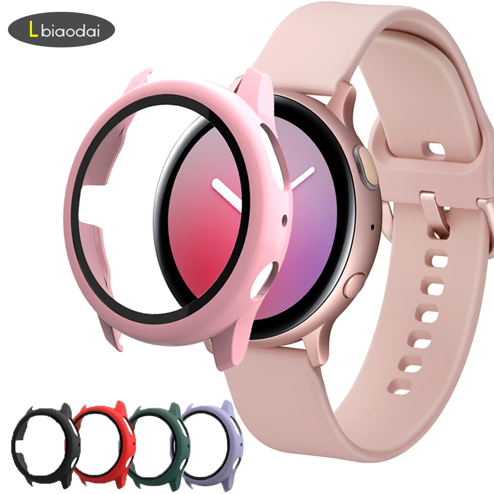 Glass+Case For Samsung Galaxy watch active2 40/44mm All Around TPU