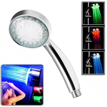 

Bathroom LED Colorful Shower Head Water Temperature Control 3 Colors Changing