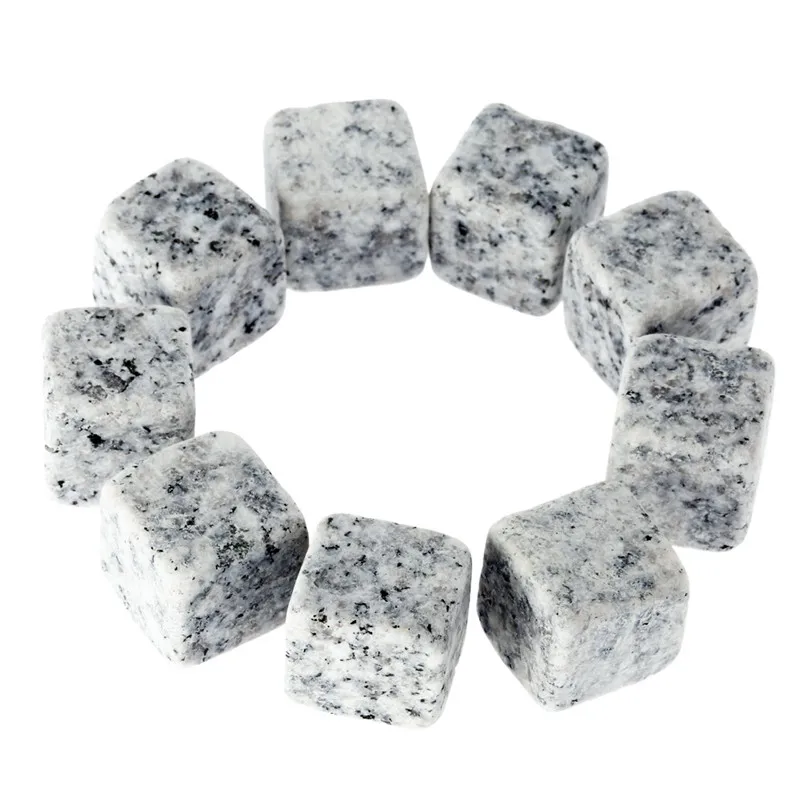 9 Pcs Whisky Ice Stones Wine Drinks Cooler Cubes Whiskey Rocks Granite Pouch Ice Cube Champagne
