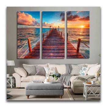

5D Diamond painting landscape Sunset Full Square Diamond embroidery Cross stitch Triptych Diamond mosaic Living room decoration
