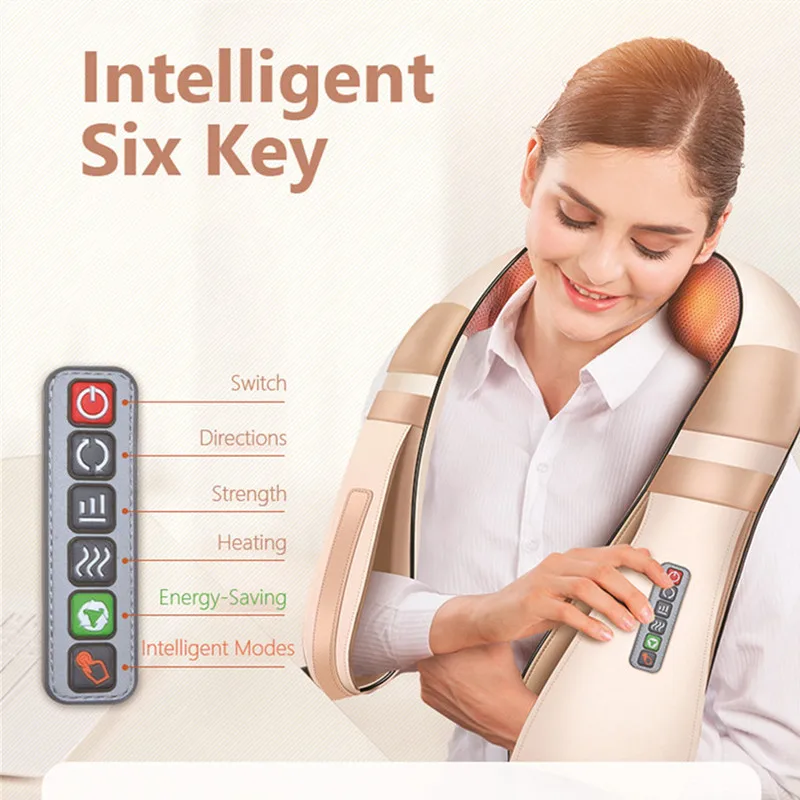 

U Shape Electrical Shiatsu Back Neck Shoulder Body Massager Infrared Heated 4D Kneading Therapy Relax Car Home Health Best Gift