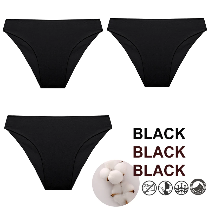 thumbnail image 1 of FINETOO-Conjunto de bragas de M-XXL para mujer, lencería de algodón, ropa interior Sexy, 7 colores sólidos, 3 unids/set, 1 of 5