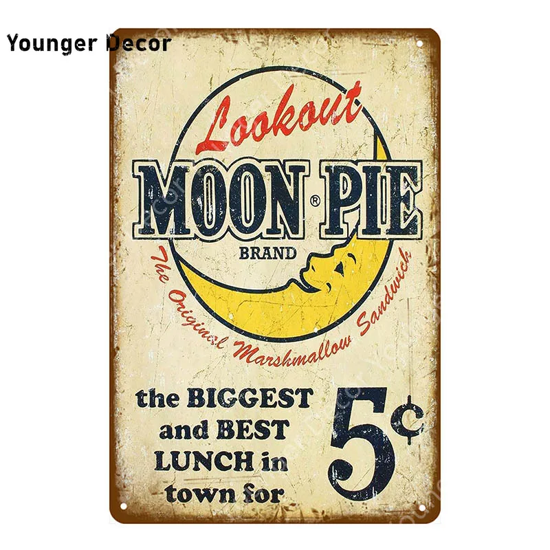 Луна пирог металлические знаки фаст-фуд завтрак Винтаж Плакат барбекю вечерние Гамбургеры Пицца настенная тарелка Паб Бар домашний декор YI-042