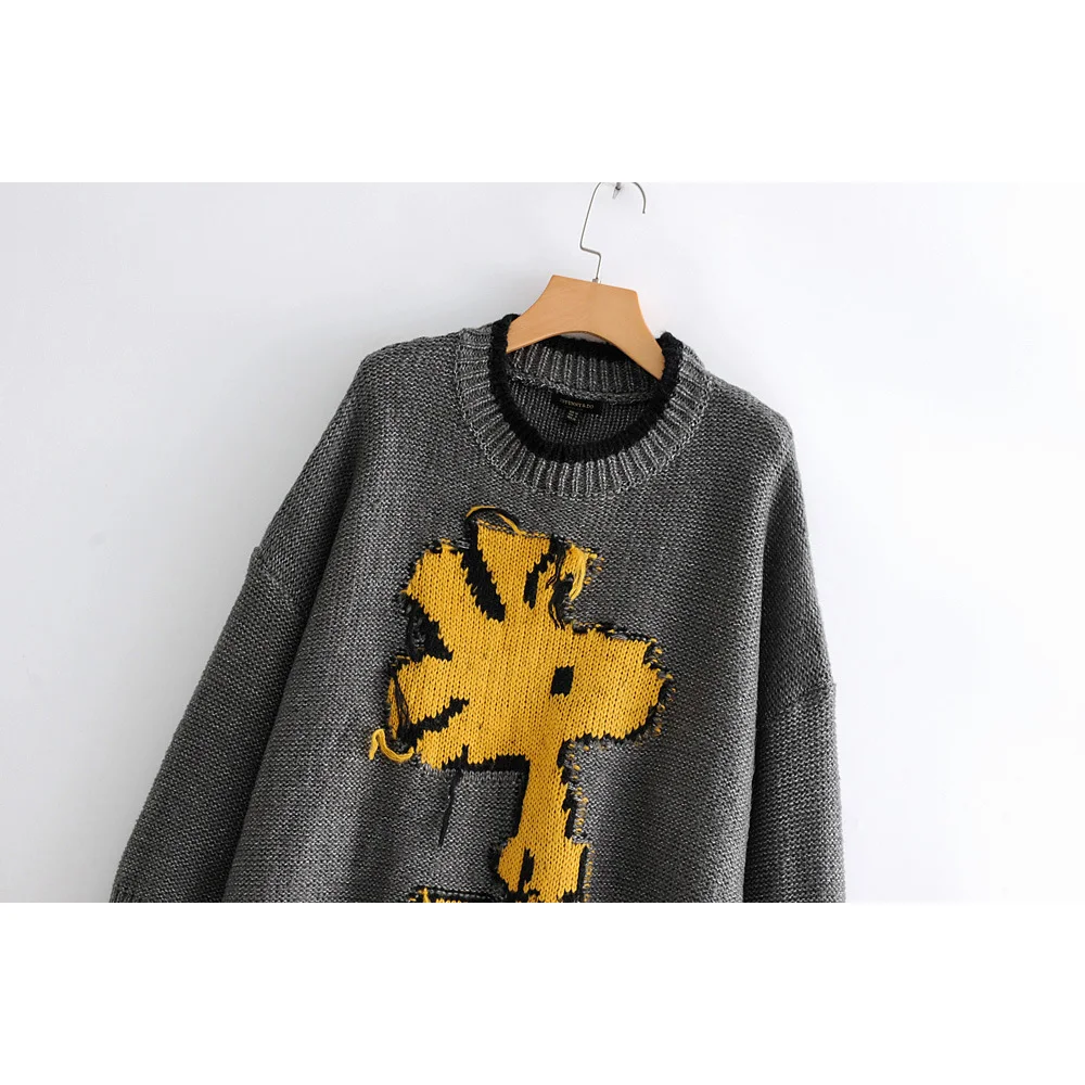 Мода Za chic Snoopy свободный ленивый осенне-зимний свитер джемпер пуловеры для женщин женский зимний базовый джемпер saraing