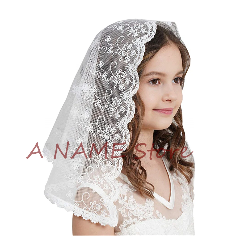 Communion Headpiece, Veil with Scalloped Edge Mantilla Style-696