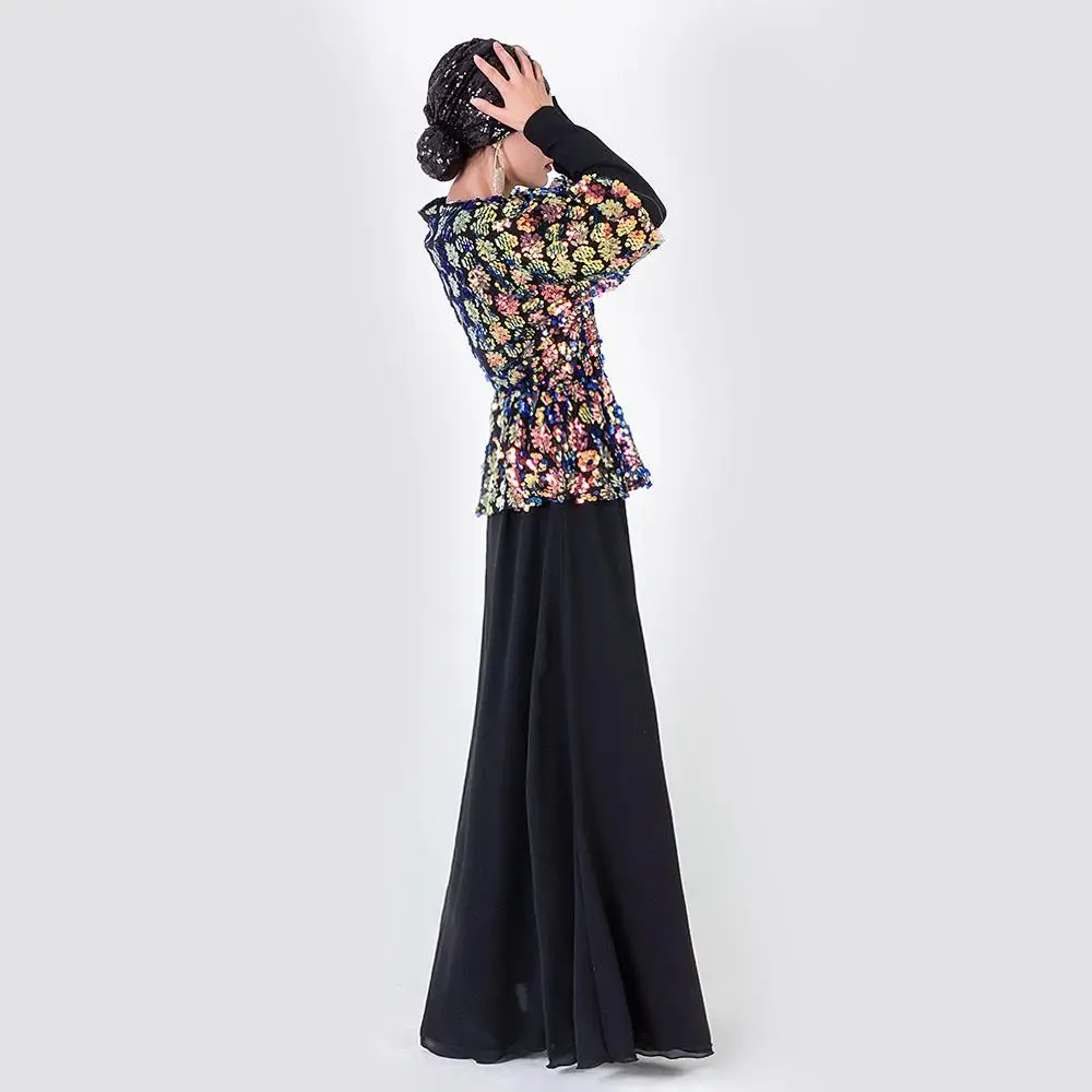 Дубай блёстки мусульманское abaya Женское Платье макси с длинным рукавом винтажный
