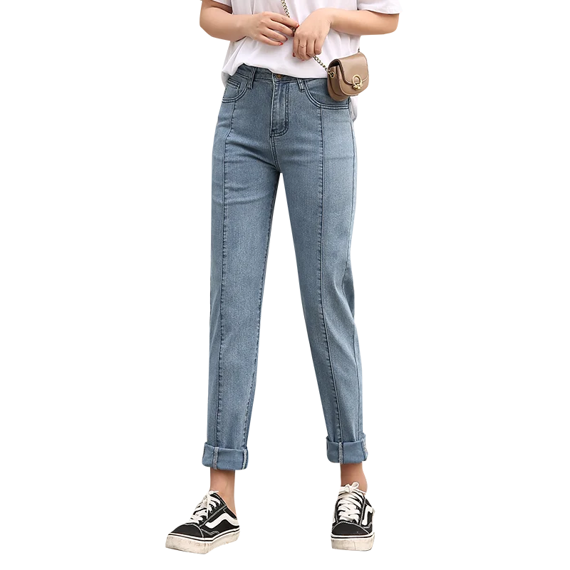 

Spring Fall Summer Minimalist Denim Harem Pants Jean Large Femme Oversized Jeans Plus Size Woman Jeans