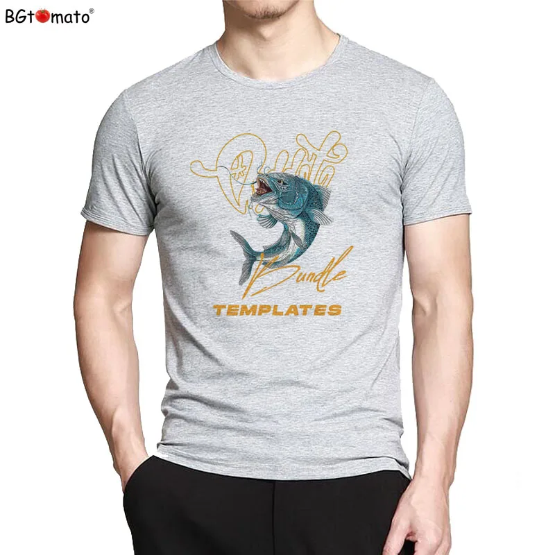 

BGtomato fish funny t shirt summer top tees casual tee shirt men original brand cool shirts