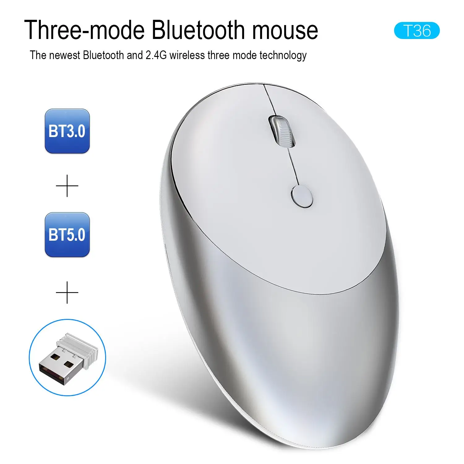 Hxsj T36 три режима bluetooth 3,0+ 5,0+ 2,4G беспроводная мышь 1600 dpi перезаряжаемая эргономичная оптическая мышь для ПК ноутбука