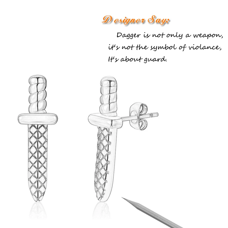 Vnox, дизайнерские серьги-гвоздики с кинжалом для мужчин, гипоаллергенные серьги из нержавеющей стали, защитное изделие