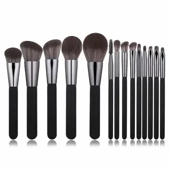 

Makeup Brush Set 14pcs Luxury black High Quality Natural Soft Synthetic hair Make up Brush Tools Kit Professional Makeup Brushes