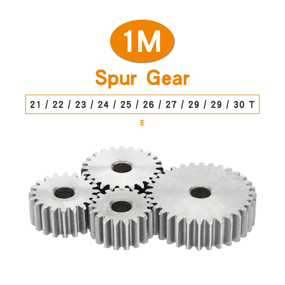 1 Piece Spur Gear 1M-21/22/23/24/25/26/27/28/29/30T SC45# Carbon Steel Material Cylindrical Gear Transmission Accessories Transmission Gear