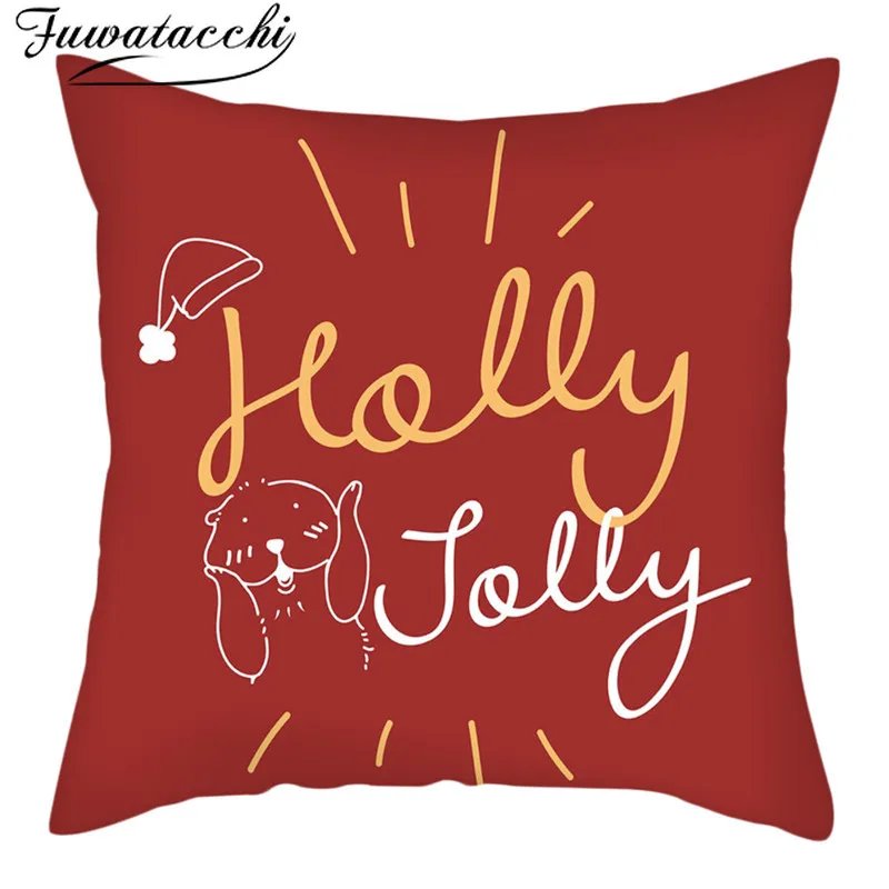 

Fuwatacchi New Year Cushion Covers Merry Christmas Decorative Pillow Covers for Home Sofa Festival Decorative Pillowcase 45*45cm