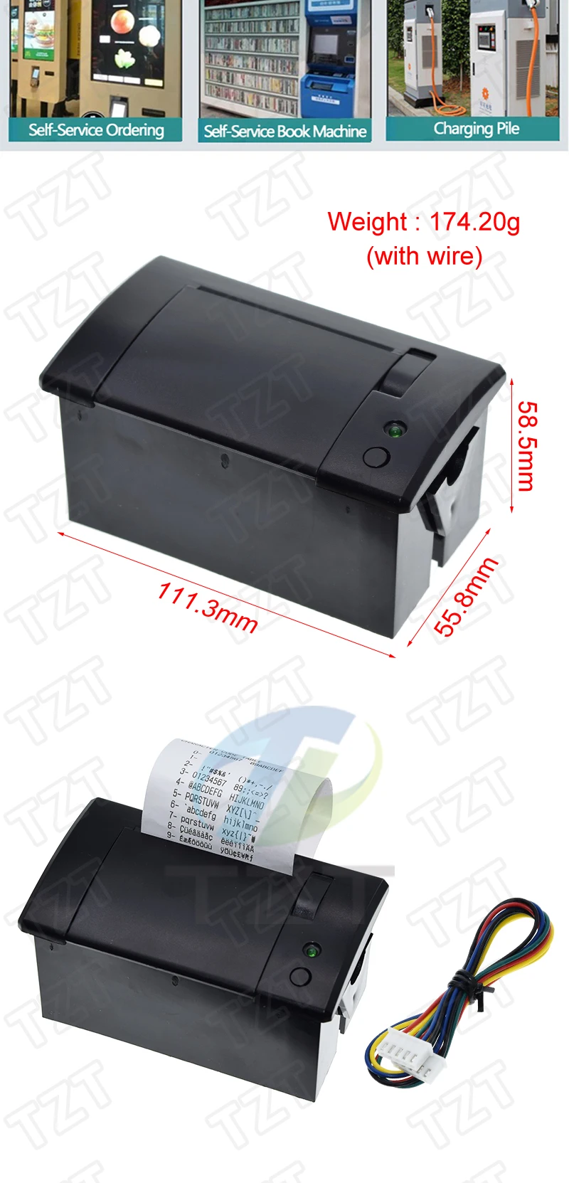 TZT 1/3PCS 58mm Mini-Thermodrucker Eingebetteter POS-Belegticketsdrucker mit Schnittstelle RS232/TTL-Verwendung mit 5V-9V für Arduino – Detail 6