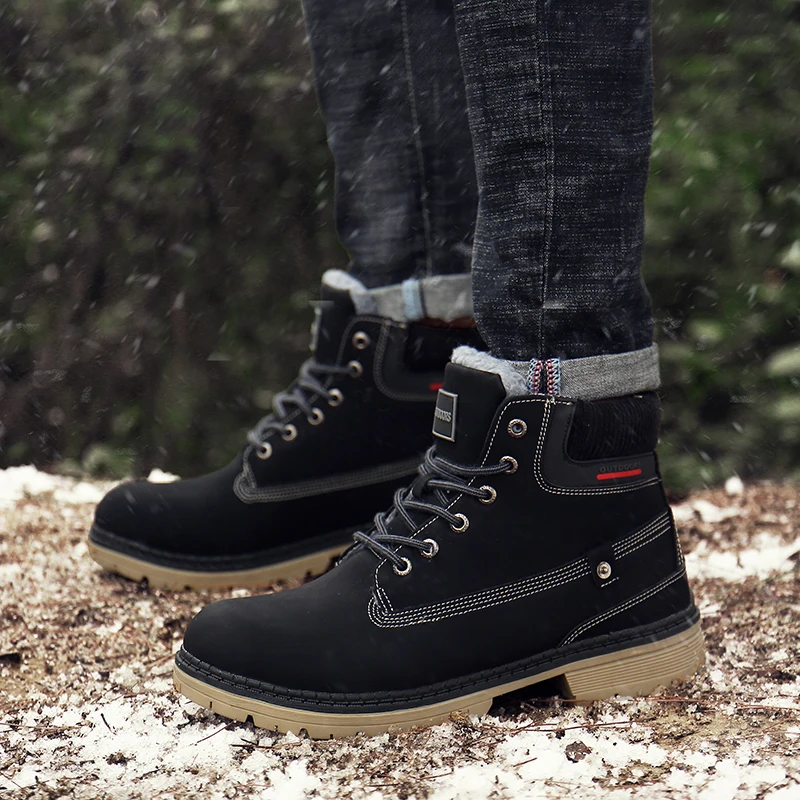 Men Snow Boots With Fur Winter Warm Outdoor Shoes Mens Sneakers Non-slip Rubber Ankle Boots Waterproof Botas De Hombre Warm Shoe