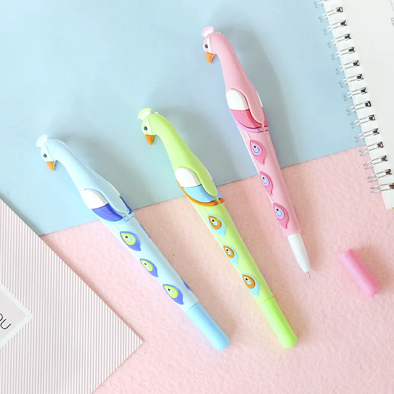 

3pcs Cute Peacock Gel Pen Pink Blue Birds 0.5mm Funny Ballpoint Blue Pens for Writing Stationery Kids Gift School Supplies H6212