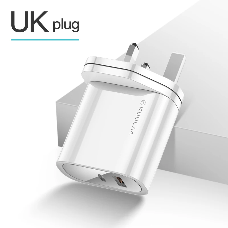 KUULAA Quick Charge 4,0 3,0 36 Вт USB зарядное устройство PD 3,0 быстрое зарядное устройство US EU переходник супер зарядное устройство для iPhone X XR XS 8 Xiaomi Mi 9 - Тип штекера: UK White