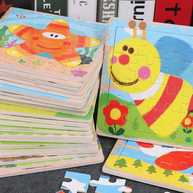 

Wooden Puzzle Jigsaw Tangram for Children Baby Cartoon Animal/Traffic Puzzles Intelligence Kids Toy Educational Learning Toys