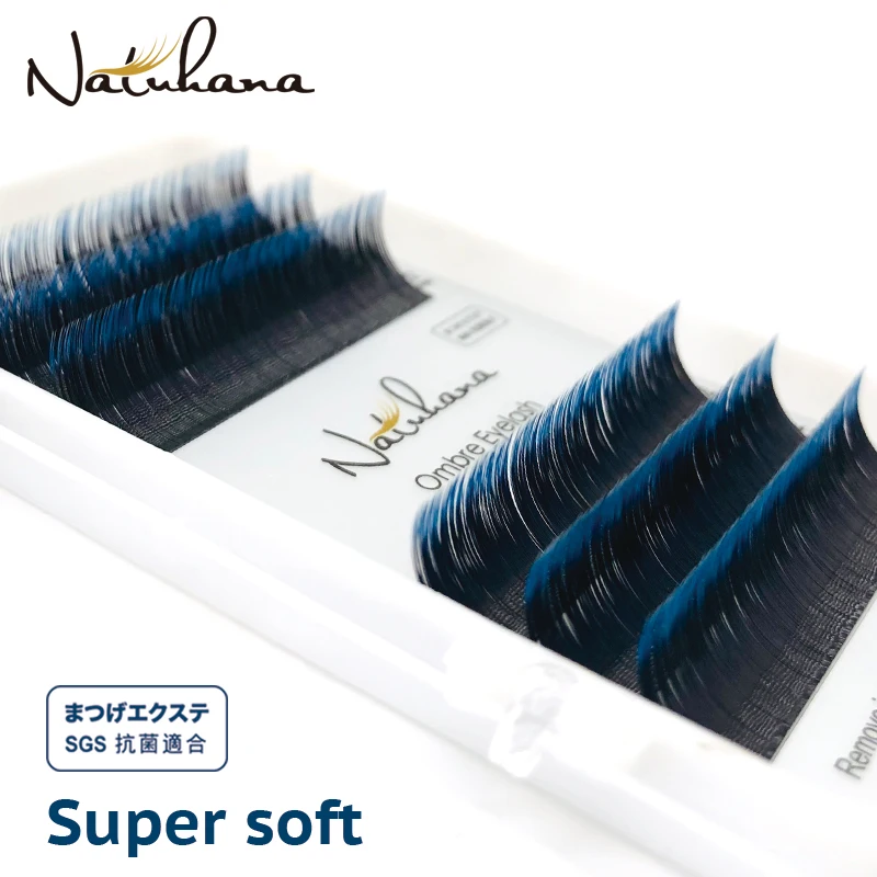 

NATUHANA Blue Purple Gradient Eyelash Extension Individual Colored Faux Mink Lashes Ombre Soft Fake Eyelashes for Makeup tools