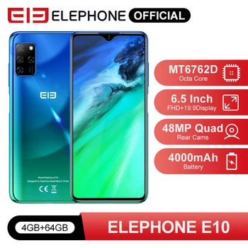 Pre Sale ELEPHONE E10 Octa Core Smartphone 4GB 64GB 6.5" Quad Camera 48MP Main Cam Android 10 NFC Side Fingerprint Mobile Phone
