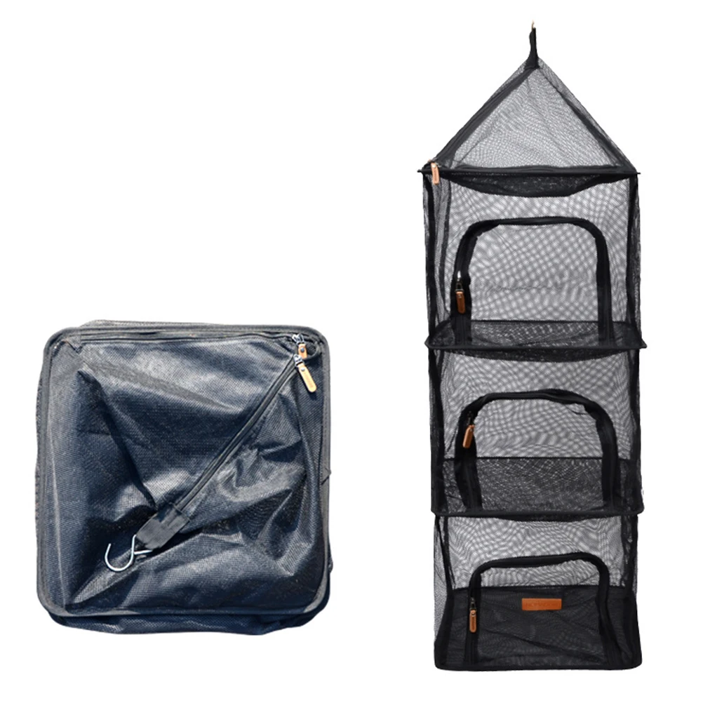 1Pc Outdoor Camping 4-layers Folding Square Drying Net Multi-Function Fruit and Vegetable Rack Practical Clothes Basket | Спорт и