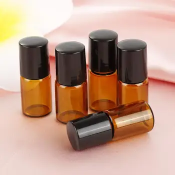 

10PC Amber Roll On Roller Bottle For Essential Oils Refillable Perfume Bottle Deodorant Containers With Gold Lid Drop Shipping