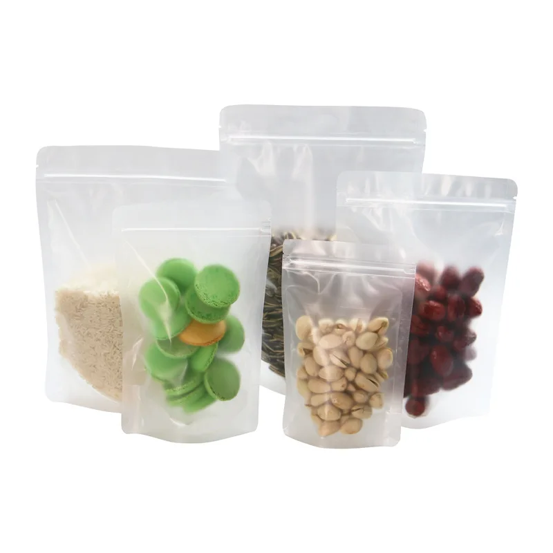 50pcs Frosted Self Stand 20 Wire Zip Lock Bag Nuts Bean Chrismas Candy Cookie Food Baking Water Proof Plastic Packaging Bags