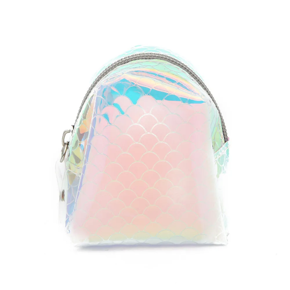 

Women Wallet Fashion Zipper Sequin Fish Scale Pattern Keychain Bag Wallets Coin PVC Laser Purse Clutch Lady