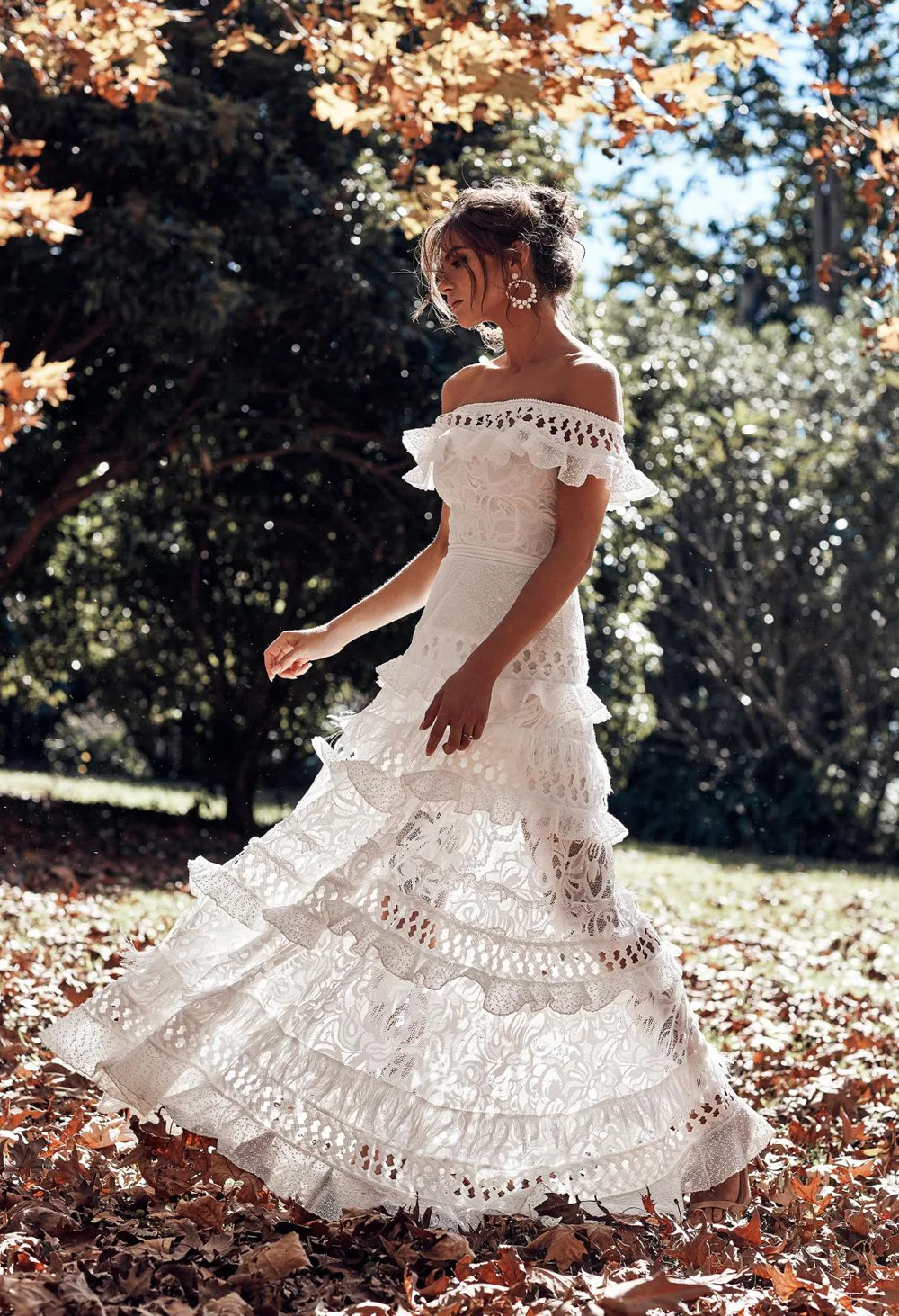 Laço vestido de casamento barco pescoço sem