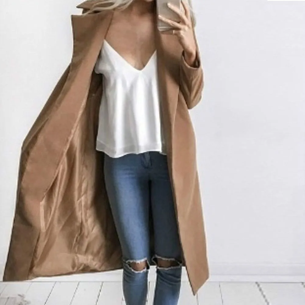 

Women's Vintage Woolen Winter Jacket Warm Long Sleeve Pocket Casual Coat
