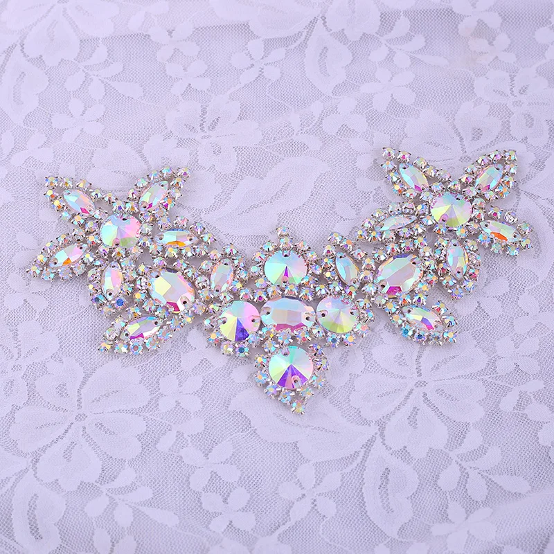 Sew On Glass Rhinestone Applique Accessory Crystals Stones Patches Clothes Wedding Evening Dress decoration art craft wing appliques