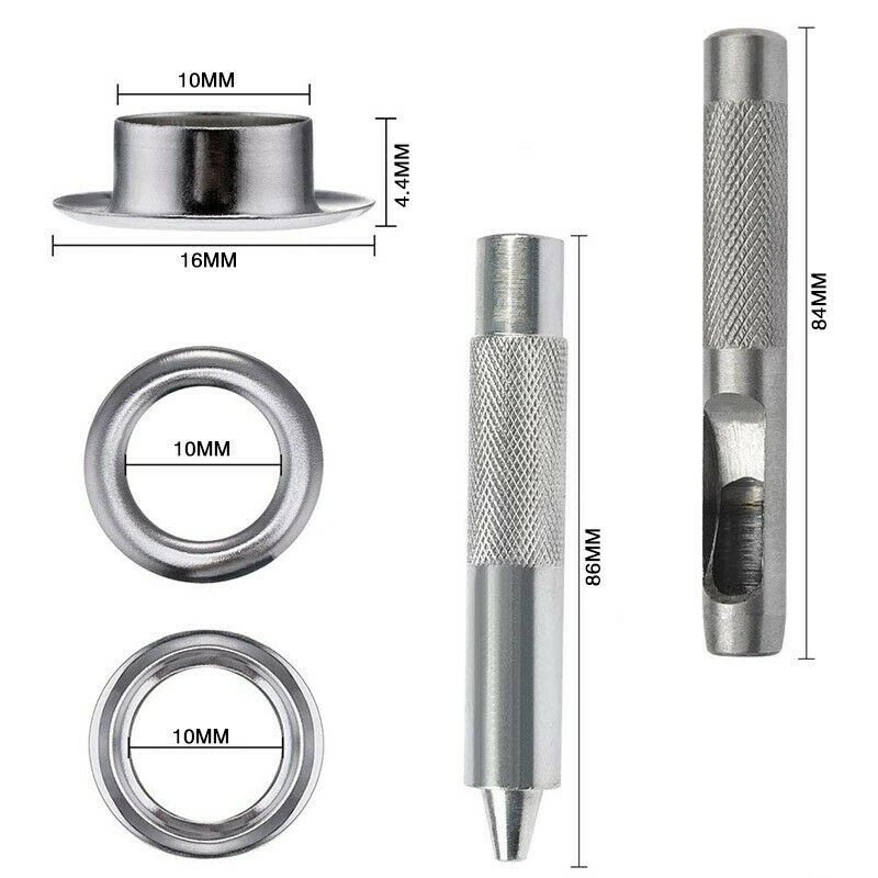 100 наборов оцинкованное медное ушко втулка DIY Люверсы с шайбой 10-16 мм Диаметр ушко инструмент для кожаных изделий Аксессуары