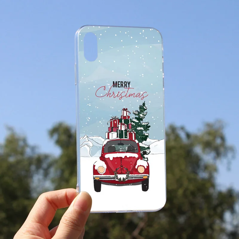 

Cute cartoon soft case for iphone 10 5 5S 6s 6 8 7 plus 11 pro xs max x xr se Merry Christmas TPU phone cover Transparent shell