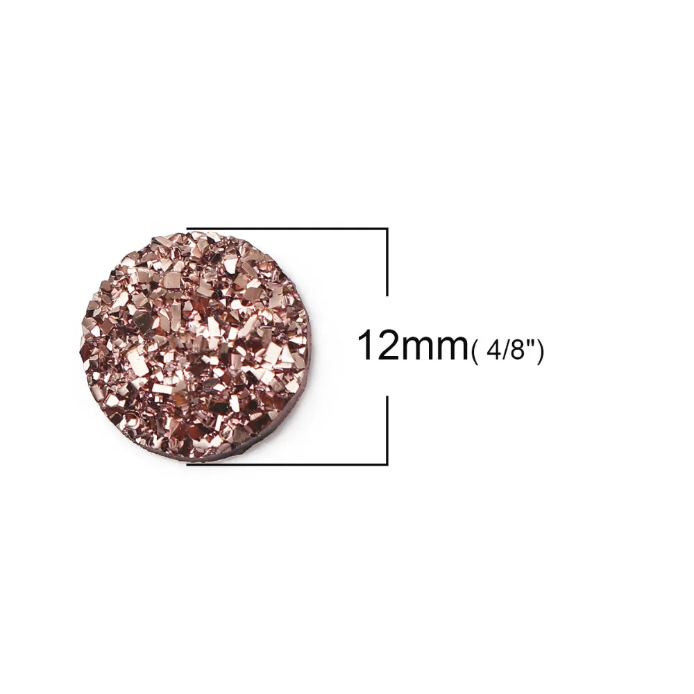 DoreenBeads модные смолы друзы/Drusy полукруглые брелки в огранке Кабошон Круглые Розовые золотые для самодельных ювелирных изделий Подвески 12 мм(4/") Dia., 10 шт