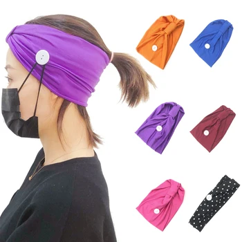 

Button Headband Yoga Running Sports Workout Turban Hair Band Mask Partner for Nurses Doctors Modeling Accessories