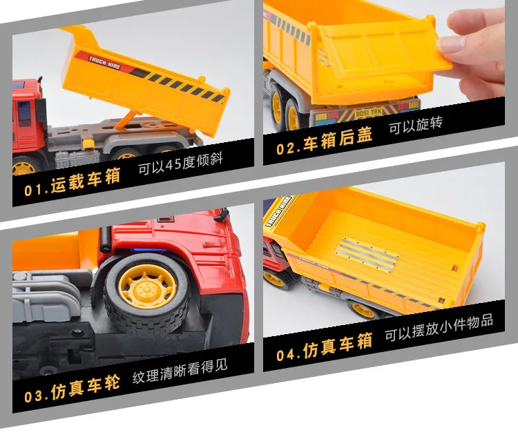 Boy CHILDREN'S Toy Educational Engineering Vehicle Mixer Truck Inertia Power Gift Box with Handle Four Car Model