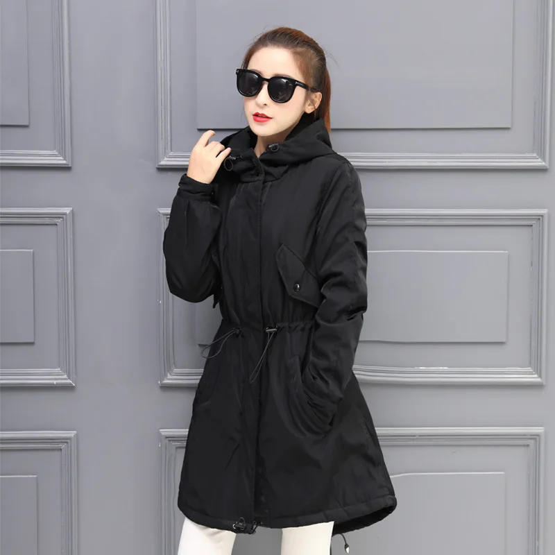 

New Style Large Size Dress Autumn & Winter Fat Mm 200 Large GIRL'S Trench Coat Thick Title Cotton Clothes Overcoat 3906