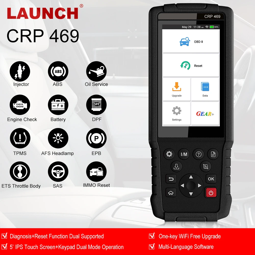 Launch X431 CRP469 Obd2 сканер для ABS SAS DPF EPB TPMS IMMO сброс масла Чтение четкий код