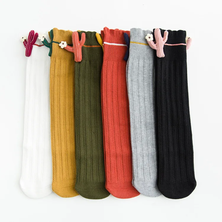Spring New Style Cotton Children Tube Socks Small Alpaca Cactus Flounced Bunching Socks Stereo Cartoon Socks