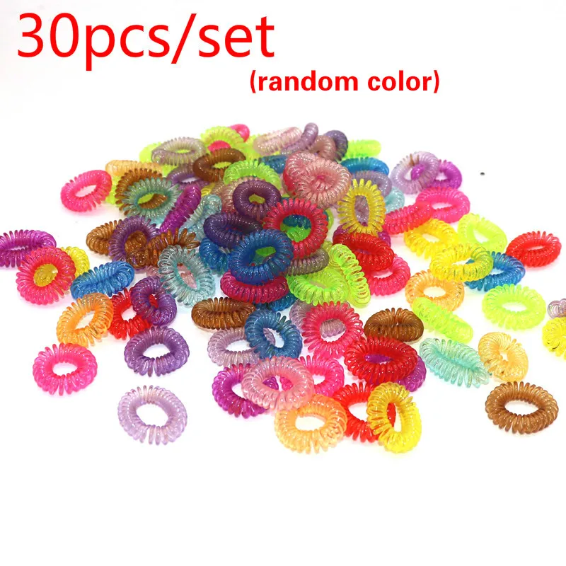 30pcs random color Разноцветные эластичные резинки для волос, телефонная линия, резинки для волос, резинка для волос, резинка для волос, конский хвост, держатель, женские аксессуары для волос - Цвет: 30pcs random color