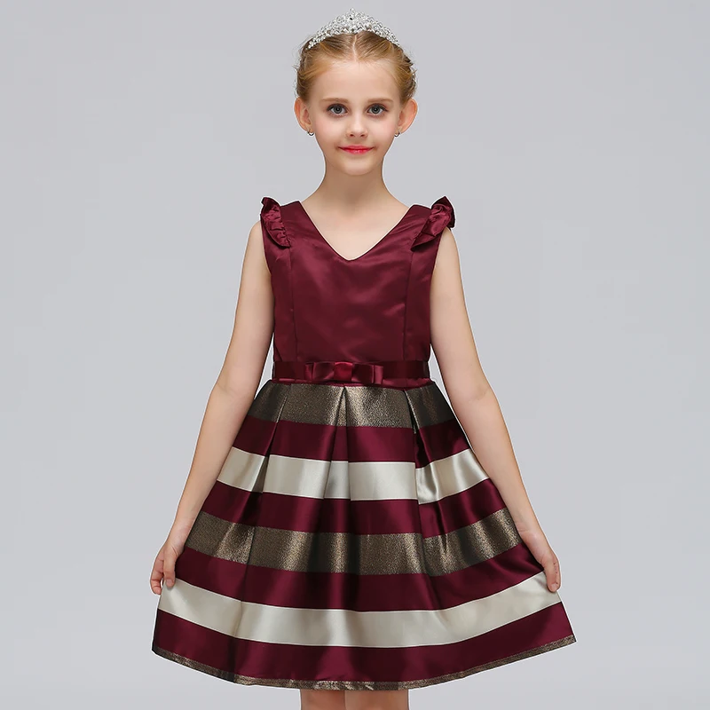 

Striped Baby Girls Dress For Girls Formal Wedding Party Kids Dresses Princess Christmas Costume Girls Clothes Dress L-575