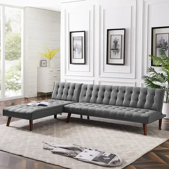 

Sofa Set Living Room Furniture Reversible Sectional Sofa Sleeper Grey Fabric With Wood Legs Sofa Bed Home Furniture Room Sofa